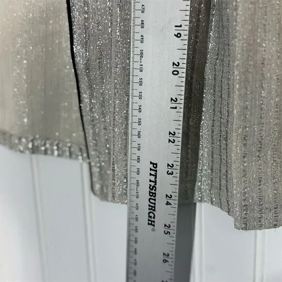 Vintage Caribou Shimmer Cardigan Size 18 | Silver Metallic Ribbed Disco Jacket - Picture 6 of 8